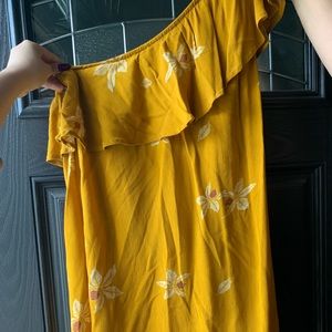 Off one shoulder yellow floral dress
